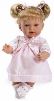 Arias ELEGANCE мягк кукла 28 см., со звук. эфф. смех при нажатии на животик (3хLR44/AG13), розовое платье, коробка 20*12*35 см.