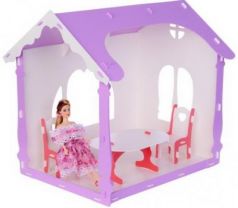 Домик для кукол  Летний дом Вероника бело-сиреневый с мебелью