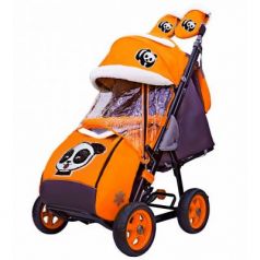 City-1 Панда на оранжевом на больших колёсах Ева+сумка+варежки