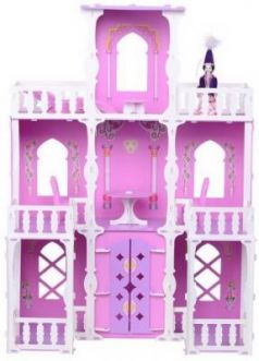 Домик для кукол Дом Малика бело-розово-сиреневый с мебелью