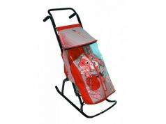 Санки-коляска RT Снегурочка 2-Р Собачка до 50 кг серый красный сталь