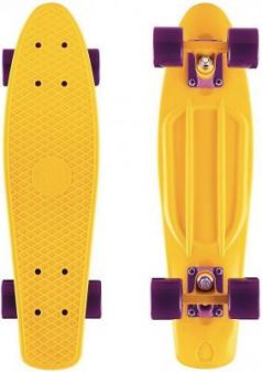 Скейтборд Y-SCOO Fishskateboard Print 22" RT винил 56,6х15 с сумкой  YELLOW/dark purple 401-Y