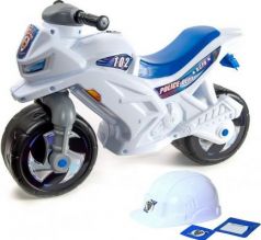 Каталка-мотоцикл RT беговел Racer RZ 1 Полиция белый со шлемом с музыкой 5 мелодий бело-синий ОР501в4