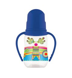 Бутылочка Lubby Русские мотивы для кормления полипропилен с рождения, 120-125 мл, цвет: синий