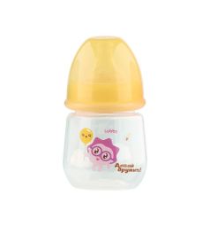 Бутылочка Lubby Малышарики для кормления полипропилен с рождения, 125 мл, цвет: оранжевый