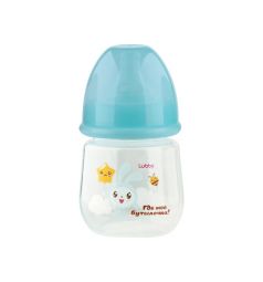 Бутылочка Lubby Малышарики для кормления полипропилен с рождения, цвет: голубой