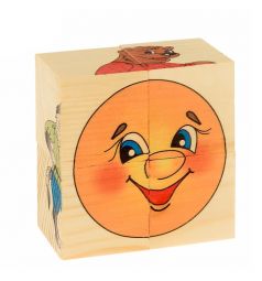 Кубики Русские деревянные игрушки Колобок (4 шт.)