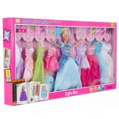 Кукла Defa С гардеробом в голубом платье 28 см