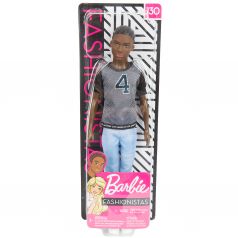 Кукла Barbie Игра с модой Голубые джинсы серая футболка