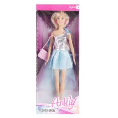 Кукла Anlily с сумочкой, серебристо-голубое платье 29 см