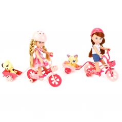Карапуз, Карапуз, Кукла Hello Kitty на велосипеде, с питомцем и аксесс., 15см