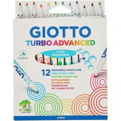 Фломастеры Giotto Turbo Advanced смываемые 12 цветов