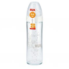 Бутылочка Nuk First Choice Plus New Classic соска FC+ с отверствием М размер 1 стекло с рождения, 240 мл