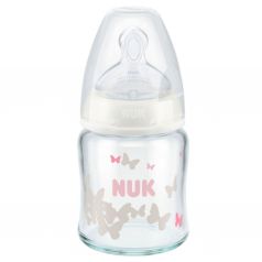 Бутылочка Nuk соска с отверствием М размер 1 стекло с рождения, 120 мл