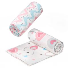 Детские фланелевые пеленки (113x113 см, 2 шт) для новорожденных | Розовые Сердца