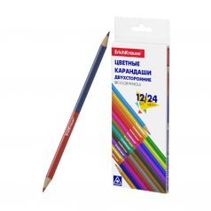 Цветные трехгранные карандаши ErichKrause Basic, 12 шт. Bicolor 24 цвета