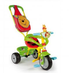 Детский трехколесный велосипед с ручкой Smoby Be Fun Confort Winnie, цвет: желтый/зеленый/красный
