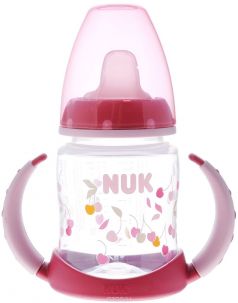 Бутылочка Nuk С ручками полипропилен с 6 мес, 150 мл, цвет: сиреневый