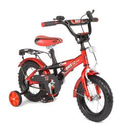 Детский двухколесный велосипед Leader Kids G12BD404, цвет: красный/черный