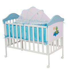 Кровать BabyHit Sleepy Compact, цвет: белый/голубой/динозаврик