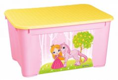 Ящик для игрушек Бытпласт С аппликацией, цвет: розовый