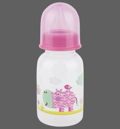 Бутылочка Бусинка пластик с рождения, 125 мл, цвет: розовый