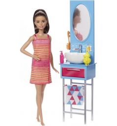 Игровой набор Barbie Мебель с куклой Ванная комната