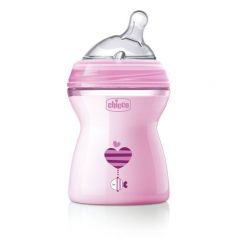Бутылочка Chicco Natural Feeling пластик с 2 мес, 250 мл, цвет: розовый