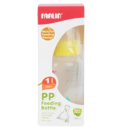 Бутылочка Farlin для кормления стандартное горлышко полипропилен, 150 мл, цвет: желтый