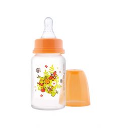 Бутылочка Мир Детства с силиконовой соской полипропилен с рождения, 125 мл, цвет: оранжевый
