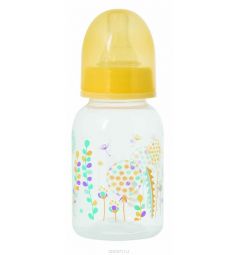Бутылочка Мир Детства Травы полипропилен с рождения, 125 мл, цвет: желтый