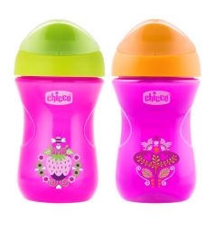 Чашка-поильник Chicco Easy Cup носик ободок, цвет: розовый