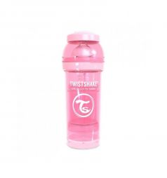 Бутылочка Twistshake для кормления антиколиковая пластик с рождения, 260 мл, цвет: розовый