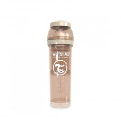 Бутылочка Twistshake для кормления антиколиковая пластик с рождения, 330 мл, цвет: бежевый