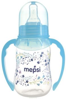 Бутылочка Mepsi антиколиковая полипропилен с 4 мес, 125 мл, цвет: голубой