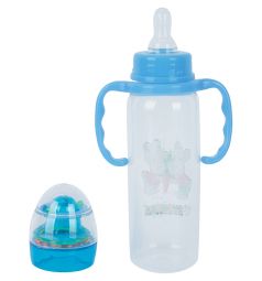 Бутылочка Бусинка с погремушкой пластик с рождения, 250 мл, цвет: синий