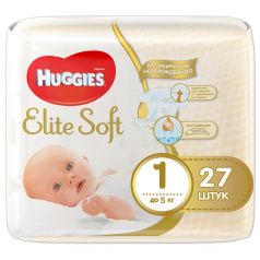 Подгузники Huggies Elite Soft 1, до 5кг, 27шт.
