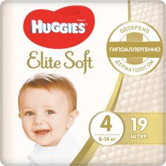 Подгузники Huggies Elite Soft 4, 8-14кг, 19шт.