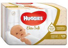 Детские салфетки влажные Huggies Elite Soft без отдушки, 2х64шт.