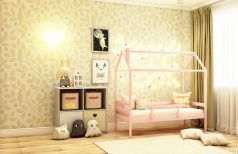 Кровать-домик RooRoom, спальное место 140х70см, розовая