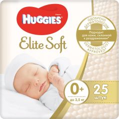 Подгузники Huggies Elite Soft 0+, до 3,5кг, 25шт.