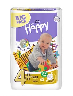 Подгузники Bella Baby Happy Maxi Plus 4+ (9-20кг), 62шт.
