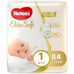 Подгузники Huggies Elite Soft 1, до 5кг, 84шт.