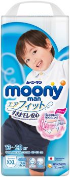 Японские трусики Moony Man XXL для мальчиков, 13-28кг, 26шт.