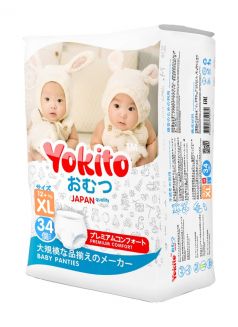 Подгузники-трусики Yokito XL (12+ кг), 34шт.