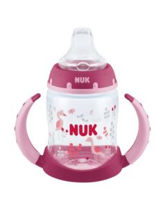 Обучающая бутылочка NUK First Choice с насадкой из силикона и ручками, красная, 150мл
