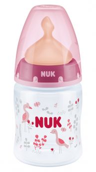 Бутылочка NUK First Choice Plus M с соской из латекса, 150мл, розовая
