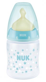 Бутылочка NUK First Choice Plus M с соской из латекса, 150мл, голубая