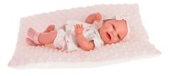 Кукла-младенец Antonio Juan "Глория" на розовой подушке, 33см