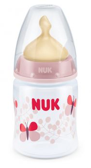 Бутылочка NUK First Choice Plus М "Бабочки" с соской из латекса, 150мл
